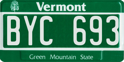 VT license plate BYC693