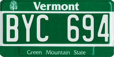 VT license plate BYC694