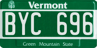 VT license plate BYC696