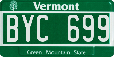 VT license plate BYC699