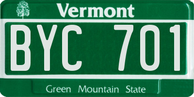 VT license plate BYC701