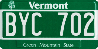 VT license plate BYC702