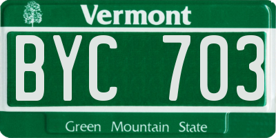 VT license plate BYC703