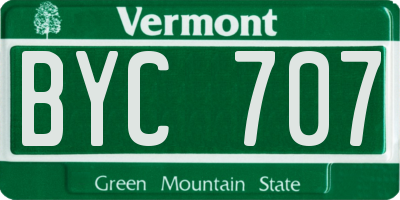VT license plate BYC707