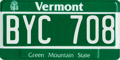 VT license plate BYC708