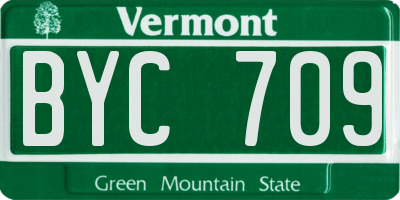 VT license plate BYC709