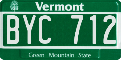 VT license plate BYC712