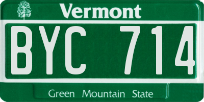 VT license plate BYC714