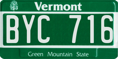 VT license plate BYC716