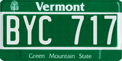 VT license plate BYC717