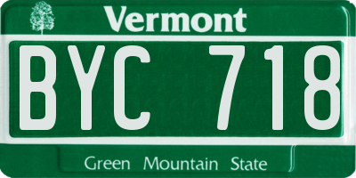 VT license plate BYC718