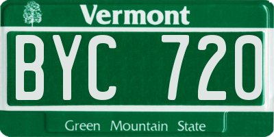 VT license plate BYC720