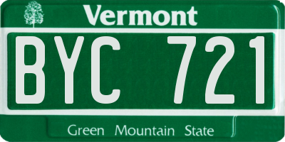 VT license plate BYC721