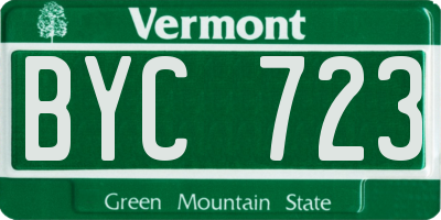 VT license plate BYC723