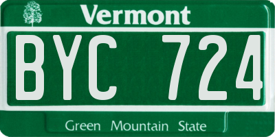 VT license plate BYC724