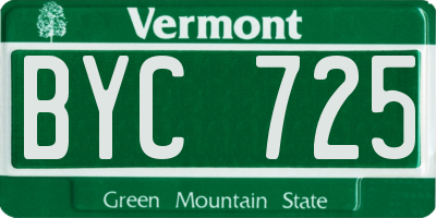VT license plate BYC725