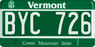 VT license plate BYC726