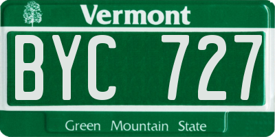VT license plate BYC727