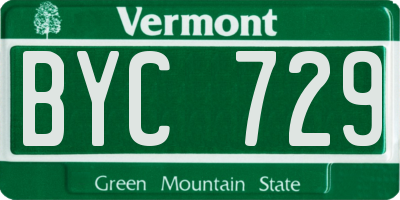 VT license plate BYC729