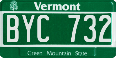 VT license plate BYC732