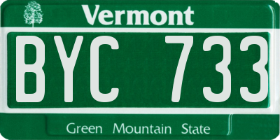 VT license plate BYC733