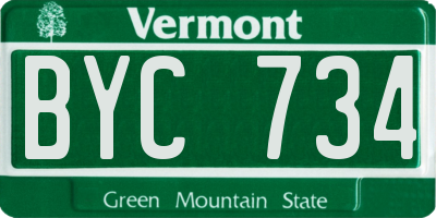 VT license plate BYC734