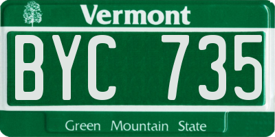 VT license plate BYC735