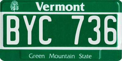 VT license plate BYC736