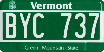 VT license plate BYC737