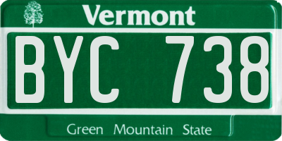 VT license plate BYC738