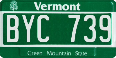 VT license plate BYC739