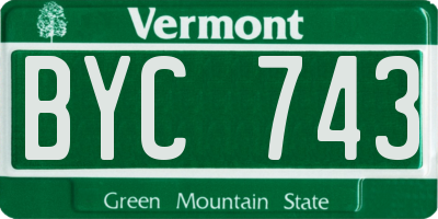 VT license plate BYC743