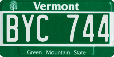 VT license plate BYC744
