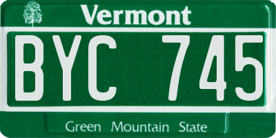 VT license plate BYC745