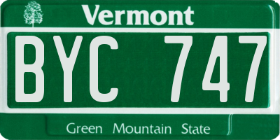 VT license plate BYC747