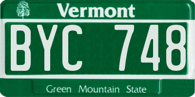 VT license plate BYC748