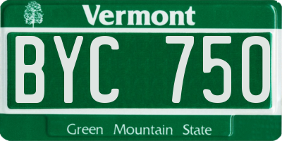 VT license plate BYC750