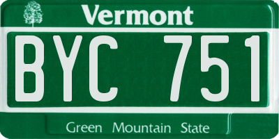 VT license plate BYC751