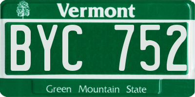 VT license plate BYC752