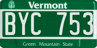 VT license plate BYC753