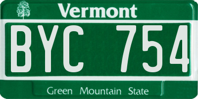 VT license plate BYC754