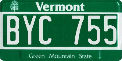 VT license plate BYC755