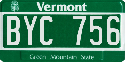 VT license plate BYC756
