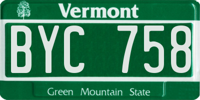 VT license plate BYC758