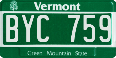 VT license plate BYC759