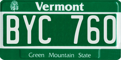 VT license plate BYC760