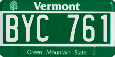 VT license plate BYC761