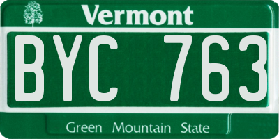 VT license plate BYC763