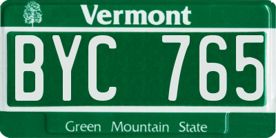 VT license plate BYC765
