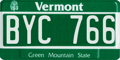 VT license plate BYC766